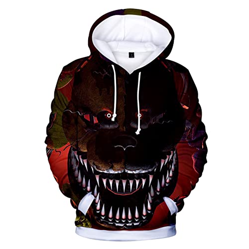 FNAF Kinder Erwachsene Hoodie Sweatshirt Five Nights Game Print Sweater Mode Anime Kordelzug Pullover Mantel für Jungen Mädchen, Typ 5, XXL von Xinchangda