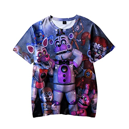 FNAF T-Shirt 3D Bär Gedruckt FNAF Top Erwachsene Kinder Jungen Mädchen Kurzarm Security Breach Charakter Shirt Tops Tees für Kinder, Typ2, M von Xinchangda