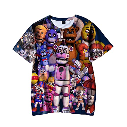 FNAF T-Shirt 3D Bär Gedruckt FNAF Top Erwachsene Kinder Jungen Mädchen Kurzarm Security Breach Charakter Shirt Tops Tees für Kinder, Typ4, M von Xinchangda