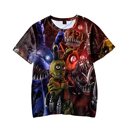 FNAF T-Shirt 3D Bär Gedruckt FNAF Top Erwachsene Kinder Jungen Mädchen Kurzarm Security Breach Charakter Shirt Tops Tees für Kinder, Typ6, L von Xinchangda