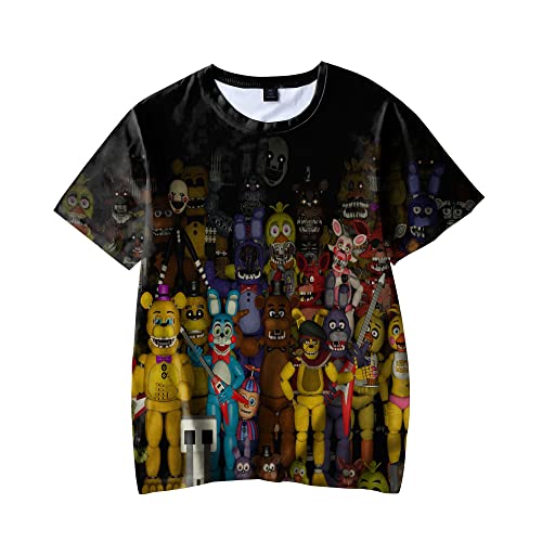 FNAF T-Shirt 3D Bär Gedruckt FNAF Top Erwachsene Kinder Jungen Mädchen Kurzarm Security Breach Charakter Shirt Tops Tees für Kinder, Typ8, XS von Xinchangda