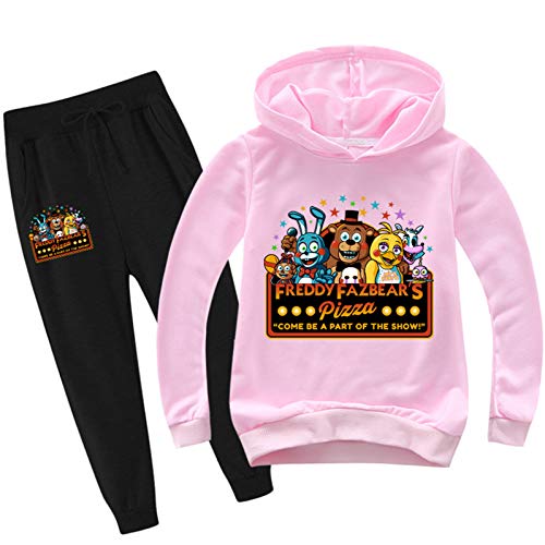 Fnaf Hoodie Hose Outfits Set Unisex Kinder Erwachsene Anime Cosplay Kostüm FNAF Sweatshirts Pullover Sport Gr. 140 cm, B von Xinchangda