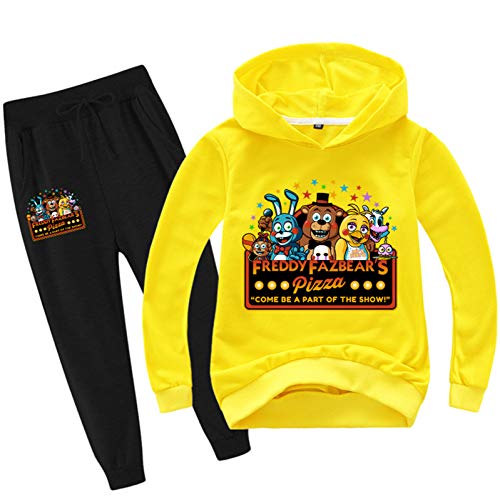 Fnaf Hoodie Hose Outfits Set Unisex Kinder Erwachsene Anime Cosplay Kostüm FNAF Sweatshirts Pullover Sport Gr. 140 cm, D von Xinchangda