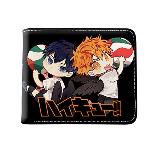 Haikyuu Geldbörse Anime Cartoon Gedruckt Münzbörse Unisex PU Bifold Kurze Geldbörse Student Geldbörse mit Münzfach Kreditkarte Ausweis Fenster, Typ1, 11.5x9.5x2cm, Münztasche von Xinchangda