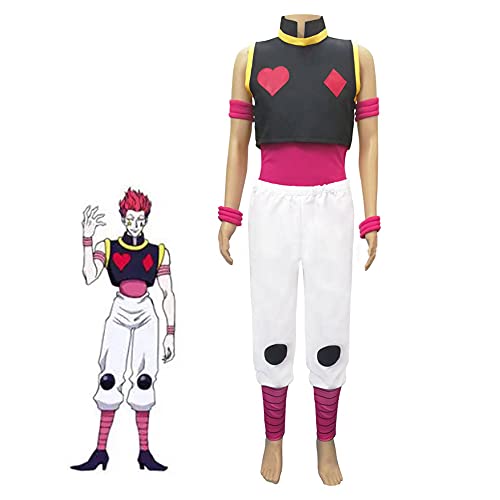 Herren Hisoka Cosplay Kostüm Anzug enthalten Mantel Weste Handschuhe Fußabdeckung Hosen Halloween Karneval Verkleidung Uniform Geschenk für Erwachsene, Hisoka, M von Xinchangda