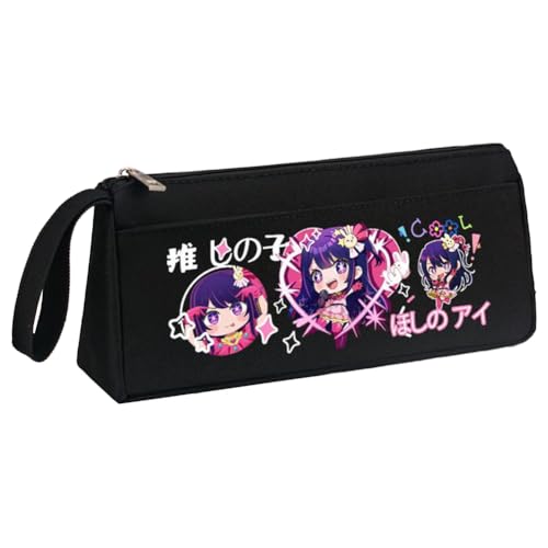Hoshino Ai Federmäppchen Anime Hoshino Rubi Federmäppchen, schwarz-weiß, dreieckig in drei Dimensionen, großes Fassungsvermögen, Federmäppchen mit Griffschlaufe, Make-up-Schreibwaren, Organizer-Tasche von Xinchangda