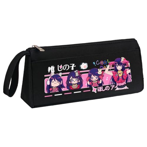 Hoshino Ai Federmäppchen Anime Hoshino Rubi Federmäppchen, schwarz-weiß, dreieckig in drei Dimensionen, großes Fassungsvermögen, Federmäppchen mit Griffschlaufe, Make-up-Schreibwaren, Organizer-Tasche von Xinchangda