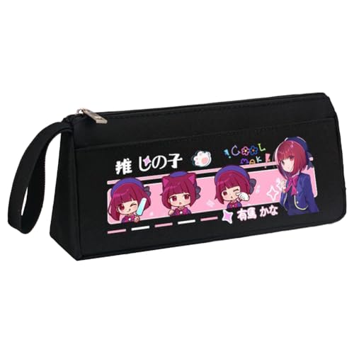 Hoshino Ai Federmäppchen Anime Hoshino Rubi Federmäppchen, schwarz-weiß, dreieckig in drei Dimensionen, großes Fassungsvermögen, Federmäppchen mit Griffschlaufe, Make-up-Schreibwaren, Organizer-Tasche von Xinchangda