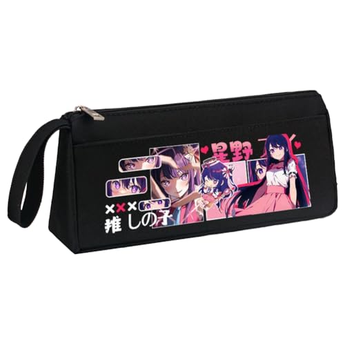 Hoshino Ai Federmäppchen Anime Hoshino Rubi Federmäppchen, schwarz-weiß, dreieckig in drei Dimensionen, großes Fassungsvermögen, Federmäppchen mit Griffschlaufe, Make-up-Schreibwaren, Organizer-Tasche von Xinchangda