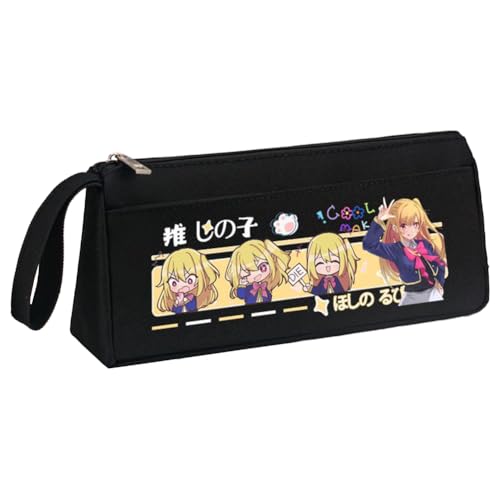 Hoshino Ai Federmäppchen Anime Hoshino Rubi Federmäppchen, schwarz-weiß, dreieckig in drei Dimensionen, großes Fassungsvermögen, Federmäppchen mit Griffschlaufe, Make-up-Schreibwaren, Organizer-Tasche von Xinchangda