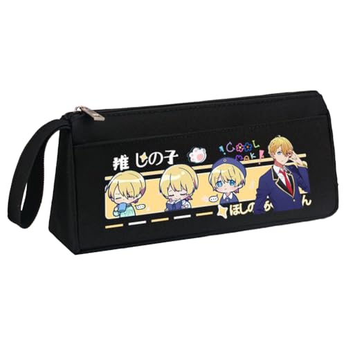 Hoshino Ai Federmäppchen Anime Hoshino Rubi Federmäppchen, schwarz-weiß, dreieckig in drei Dimensionen, großes Fassungsvermögen, Federmäppchen mit Griffschlaufe, Make-up-Schreibwaren, Organizer-Tasche von Xinchangda