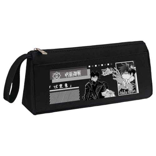JJK Gojo Satoru Federmäppchen Itadori Yuji Federmäppchen Anime Yuuta Okkotsu Federmäppchen Schwarz Weiß Große Kapazität Federmäppchen mit Griffschlaufe Make-up Organizer für Teenager Mittelschule von Xinchangda