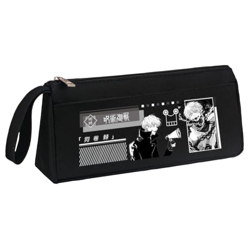 JJK Gojo Satoru Federmäppchen Itadori Yuji Federmäppchen Anime Yuuta Okkotsu Federmäppchen Schwarz Weiß Große Kapazität Federmäppchen mit Griffschlaufe Make-up Organizer für Teenager Mittelschule von Xinchangda