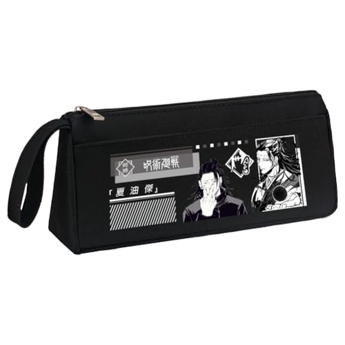 JJK Gojo Satoru Federmäppchen Itadori Yuji Federmäppchen Anime Yuuta Okkotsu Federmäppchen Schwarz Weiß Große Kapazität Federmäppchen mit Griffschlaufe Make-up Organizer für Teenager Mittelschule von Xinchangda