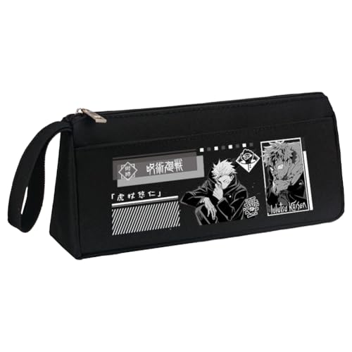 JJK Gojo Satoru Federmäppchen Itadori Yuji Federmäppchen Anime Yuuta Okkotsu Federmäppchen Schwarz Weiß Große Kapazität Federmäppchen mit Griffschlaufe Make-up Organizer für Teenager Mittelschule von Xinchangda