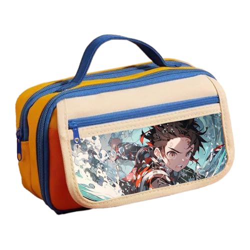 Kamado Tanjiro Federmäppchen Anime Kamado Nezuko Federmäppchen, mehrere Fächer, große Kapazität, Federmäppchen mit Griffschlaufe und Magnetschnallenverschluss, Make-up-Schreibwaren-Tasche für Teenager von Xinchangda