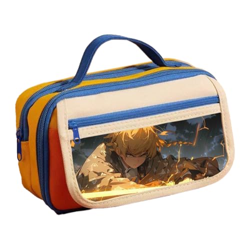 Kamado Tanjiro Federmäppchen Anime Kamado Nezuko Federmäppchen, mehrere Fächer, große Kapazität, Federmäppchen mit Griffschlaufe und Magnetschnallenverschluss, Make-up-Schreibwaren-Tasche für Teenager von Xinchangda