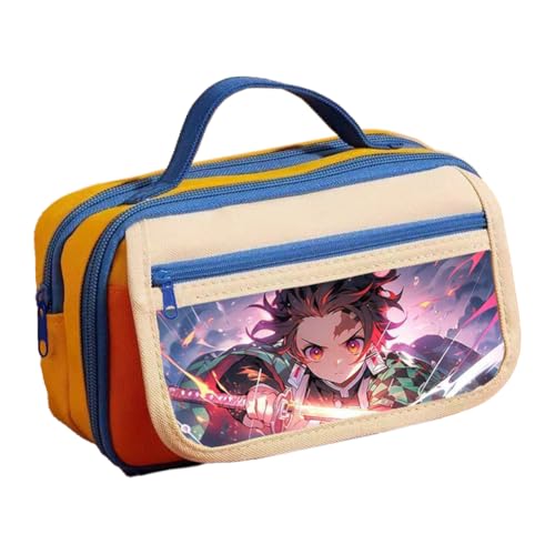 Kamado Tanjiro Federmäppchen Anime Kamado Nezuko Federmäppchen, mehrere Fächer, große Kapazität, Federmäppchen mit Griffschlaufe und Magnetschnallenverschluss, Make-up-Schreibwaren-Tasche für Teenager von Xinchangda