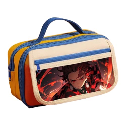 Kamado Tanjiro Federmäppchen Anime Kamado Nezuko Federmäppchen, mehrere Fächer, große Kapazität, Federmäppchen mit Griffschlaufe und Magnetschnallenverschluss, Make-up-Schreibwaren-Tasche für Teenager von Xinchangda