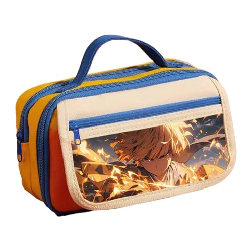 Kamado Tanjiro Federmäppchen Anime Kamado Nezuko Federmäppchen, mehrere Fächer, große Kapazität, Federmäppchen mit Griffschlaufe und Magnetschnallenverschluss, Make-up-Schreibwaren-Tasche für Teenager von Xinchangda