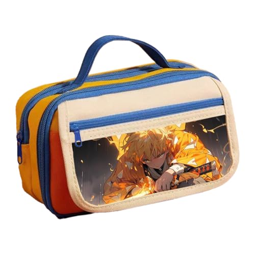Kamado Tanjiro Federmäppchen Anime Kamado Nezuko Federmäppchen, mehrere Fächer, große Kapazität, Federmäppchen mit Griffschlaufe und Magnetschnallenverschluss, Make-up-Schreibwaren-Tasche für Teenager von Xinchangda