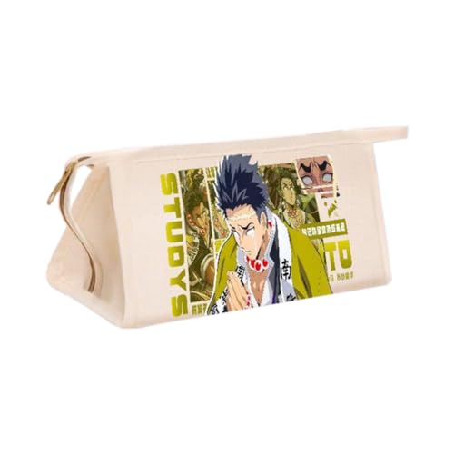 Kamado Tanjiro Federmäppchen Anime Tokitou Muichirou Federmäppchen, dreieckig in drei Dimensionen, großes Fassungsvermögen, Federmäppchen mit Griffschlaufe, Make-up-Schreibwaren, Organizer-Tasche für von Xinchangda