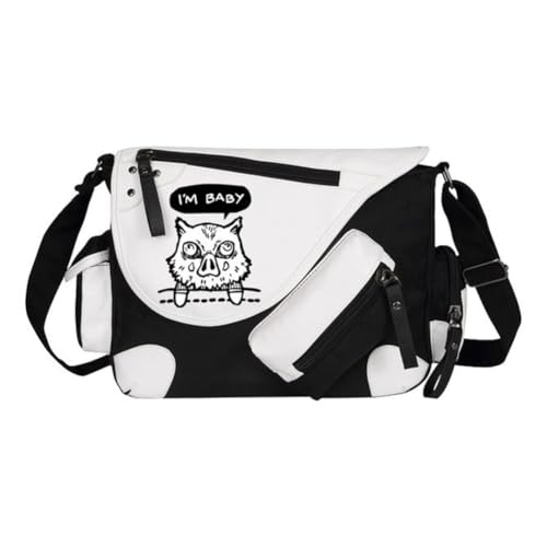 Kamado Tanjiro Umhängetaschen Tomioka Giyuu/Agatsuma Zen'itsu Crossbody Bag Anime Kamado Nezuko Handtasche Große Kapazität Leichte Mode Messenger Bag mit mehreren Seitentaschen für Damen Herren, Weiß von Xinchangda