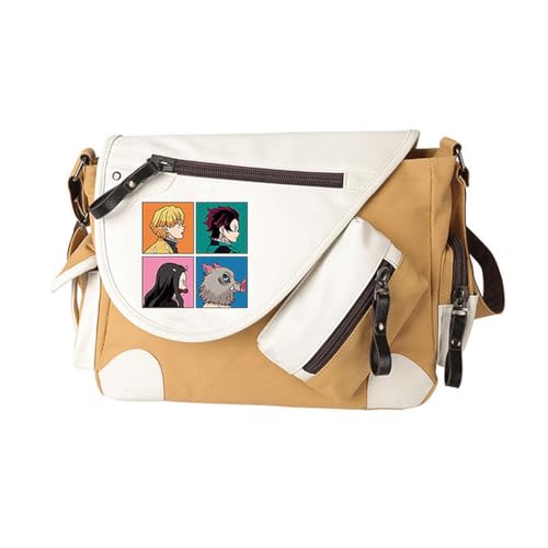 Kamado Tanjiro Umhängetaschen Tomioka Giyuu/Agatsuma Zen'itsu Crossbody Bag Anime Kamado Nezuko Handtasche Große Kapazität Leichte Mode Messenger Bag mit mehreren Seitentaschen für Damen Herren, Khaki von Xinchangda