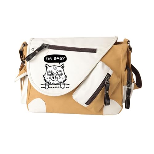 Kamado Tanjiro Umhängetaschen Tomioka Giyuu/Agatsuma Zen'itsu Crossbody Bag Anime Kamado Nezuko Handtasche Große Kapazität Leichte Mode Messenger Bag mit mehreren Seitentaschen für Damen Herren, Khaki von Xinchangda