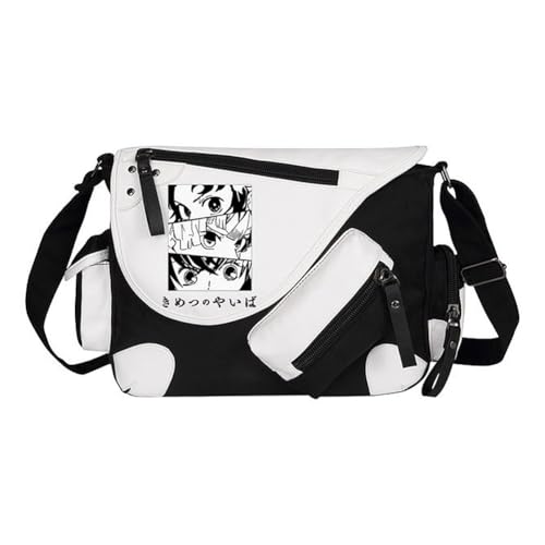 Kamado Tanjiro Umhängetaschen Tomioka Giyuu/Agatsuma Zen'itsu Crossbody Bag Anime Kamado Nezuko Handtasche Große Kapazität Leichte Mode Messenger Bag mit mehreren Seitentaschen für Damen Herren, Weiß von Xinchangda