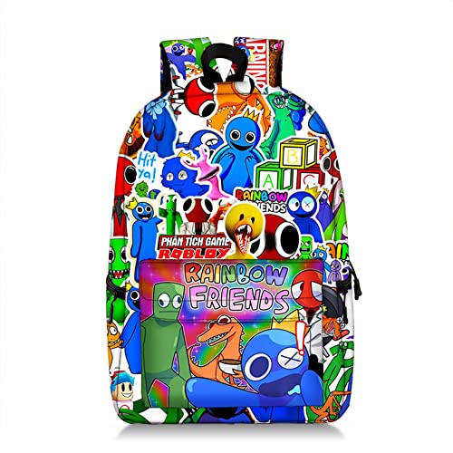 Xinchangda Rainbow Friends mit Anime-Cartoon-Spiel, 3D-Druck, Schulrucksack, Schüler, leichter Laptop-Rucksack für Jungen und Mädchen, Cyan, Typ 1, 28 * 15 * 47cm von Xinchangda