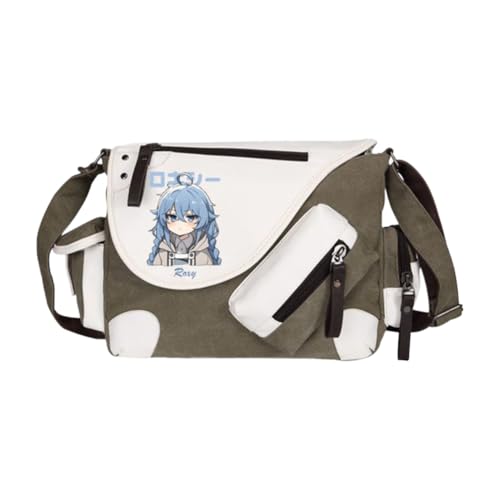 Roxy Migurdia Umhängetaschen Eris Greyrat Umhängetasche Anime Sylphy Handtasche mit mehreren Seitentaschen Große Kapazität Lässige Mode Leichte Kuriertasche für Damen Herren Shool Arbeit Reisen, Grün von Xinchangda