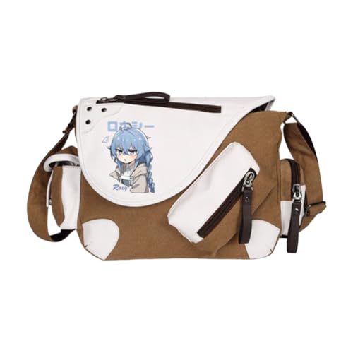 Roxy Migurdia Umhängetaschen Eris Greyrat Umhängetasche Anime Sylphy Handtasche mit mehreren Seitentaschen Große Kapazität Lässige Mode Leichte Kuriertasche für Damen Herren Shool Arbeit Reisen, Khaki von Xinchangda