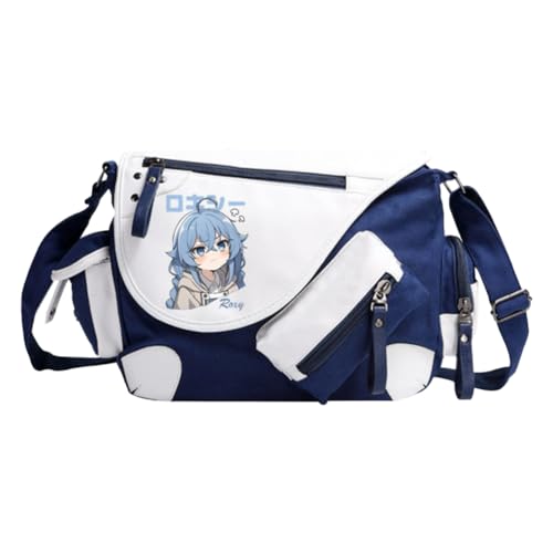 Roxy Migurdia Umhängetaschen Eris Greyrat Umhängetasche Anime Sylphy Handtasche mit mehreren Seitentaschen Große Kapazität Lässige Mode Leichte Kuriertasche für Damen Herren Shool Arbeit Reisen, Blau von Xinchangda