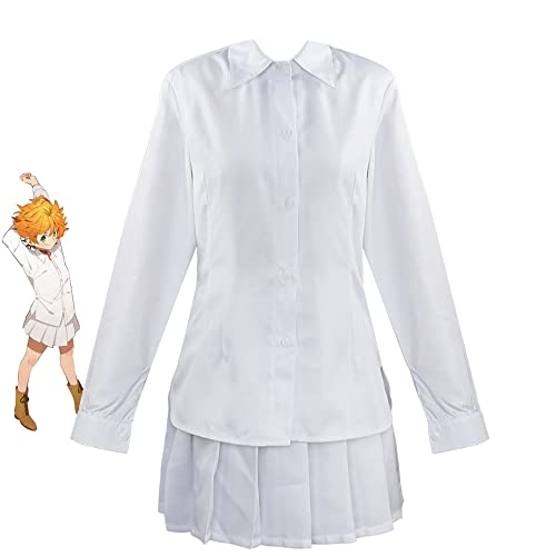 Xinchangda The Promised Neverland Emma Cosplay Kostüm Anime Norman White Shirt Pants Uniform Outfits Halloween Karneval Party Kostüm für Damen Herren, Emma, XL von Xinchangda