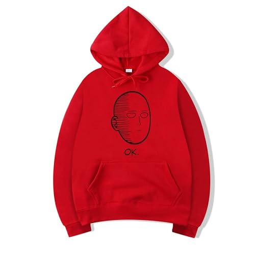 Unsiex One Punch Man Hoodies Anime Saitama 3D Gedruckt Pullover Sweatshirts Mode Cusual Langarm Kordelzug Hoodies Tops, rot, M von Xinchangda
