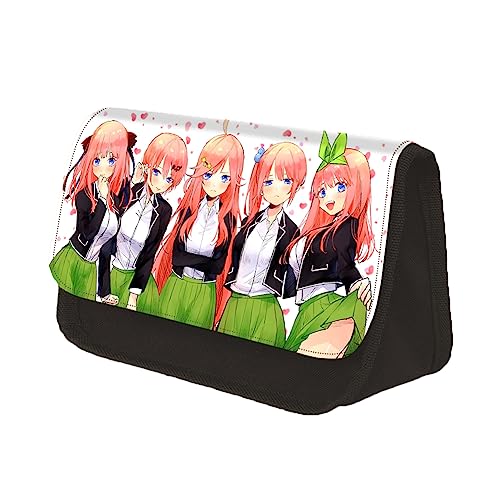 Xinchangda Anime Cartoon Federmäppchen, Nakano Ichika Nin Miku Yotsuba Itsuki Polyester Doppelschicht Federmäppchen Dreieck Form Kreative Anime Druck Schreibwaren Tasche für Mädchen Jungen Studenten, von Xinchangda