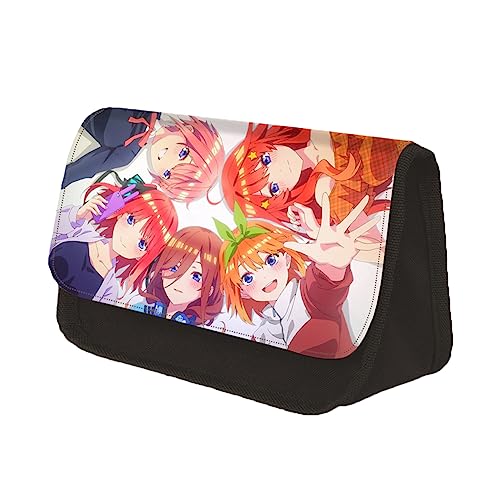 Xinchangda Anime Cartoon Federmäppchen, Nakano Ichika Nin Miku Yotsuba Itsuki Polyester Doppelschicht Federmäppchen Dreieck Form Kreative Anime Druck Schreibwaren Tasche für Mädchen Jungen Studenten, von Xinchangda