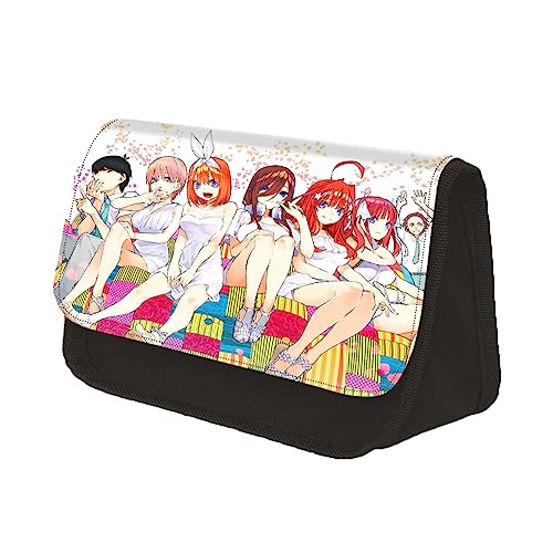 Xinchangda Anime Cartoon Federmäppchen, Nakano Ichika Nin Miku Yotsuba Itsuki Polyester Doppelschicht Federmäppchen Dreieck Form Kreative Anime Druck Schreibwaren Tasche für Mädchen Jungen Studenten, von Xinchangda