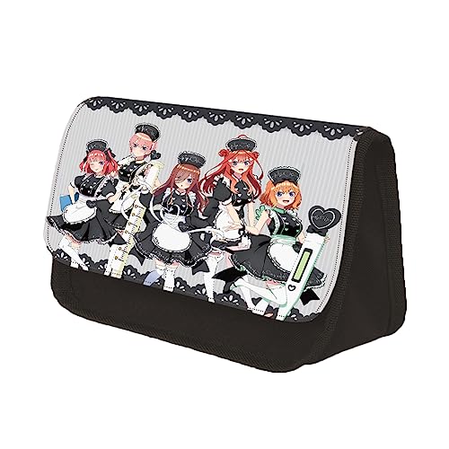 Xinchangda Anime Cartoon Federmäppchen, Nakano Ichika Nin Miku Yotsuba Itsuki Polyester Doppelschicht Federmäppchen Dreieck Form Kreative Anime Druck Schreibwaren Tasche für Mädchen Jungen Studenten, von Xinchangda