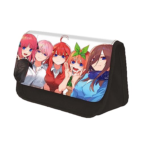 Xinchangda Anime Cartoon Federmäppchen, Nakano Ichika Nin Miku Yotsuba Itsuki Polyester Doppelschicht Federmäppchen Dreieck Form Kreative Anime Druck Schreibwaren Tasche für Mädchen Jungen Studenten, von Xinchangda