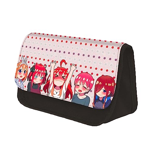 Xinchangda Anime Cartoon Federmäppchen, Nakano Ichika Nin Miku Yotsuba Itsuki Polyester Doppelschicht Federmäppchen Dreieck Form Kreative Anime Druck Schreibwaren Tasche für Mädchen Jungen Studenten, von Xinchangda