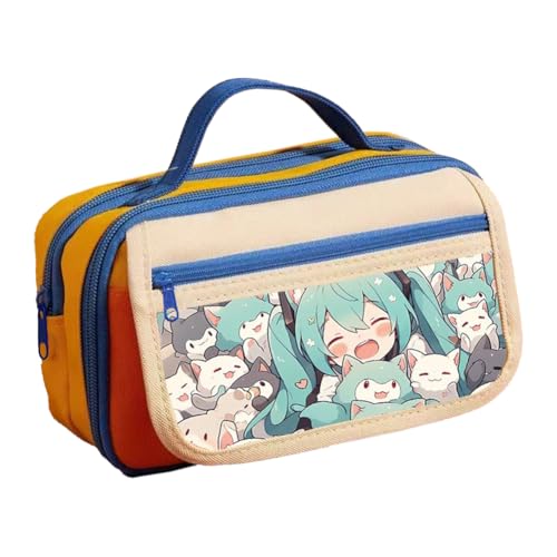 Xinchangda Anime Federmäppchen Miku Federmäppchen Stifttasche Große Kapazität Anime Stifttasche Schreibwaren Etui für Studenten, Gelb 2, 21.5* 8*12cm, Federmäppchen von Xinchangda