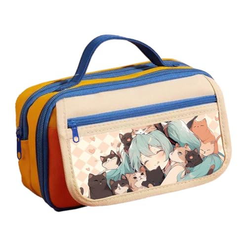 Xinchangda Anime Federmäppchen Miku Federmäppchen Stifttasche Große Kapazität Anime Stifttasche Schreibwaren Etui für Studenten, Gelb 3, 21.5* 8*12cm, Federmäppchen von Xinchangda
