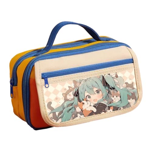 Xinchangda Anime Federmäppchen Miku Federmäppchen Stifttasche Große Kapazität Anime Stifttasche Schreibwaren Etui für Studenten, Gelb 5, 21.5* 8*12cm, Federmäppchen von Xinchangda
