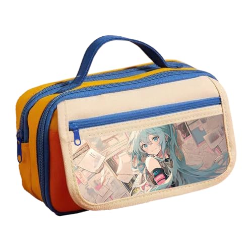 Xinchangda Anime Federmäppchen Miku Federmäppchen Stifttasche Große Kapazität Anime Stifttasche Schreibwaren Etui für Studenten, Gelb 8, 21.5* 8*12cm, Federmäppchen von Xinchangda