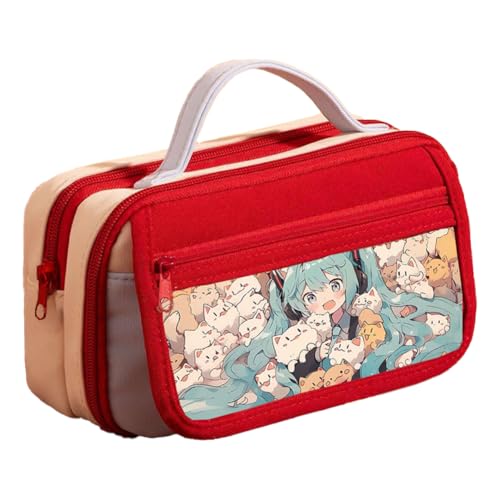 Xinchangda Anime Federmäppchen Miku Federmäppchen Stifttasche Große Kapazität Anime Stifttasche Schreibwaren Etui für Studenten, Rad 4, 21.5* 8*12cm, Federmäppchen von Xinchangda