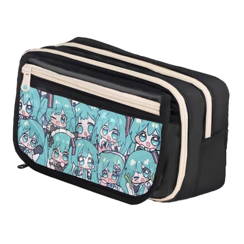 Xinchangda Anime Federmäppchen Miku Stiftebox Stifteetui Große Kapazität Anime Stifttasche Schreibwaren Etui für Studenten, Schwarz 10, 21* 8*13cm, Federmäppchen von Xinchangda