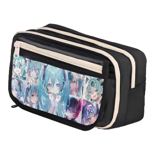 Xinchangda Anime Federmäppchen Miku Stiftebox Stifteetui Große Kapazität Anime Stifttasche Schreibwaren Etui für Studenten, Schwarz 11, 21* 8*13cm, Federmäppchen von Xinchangda