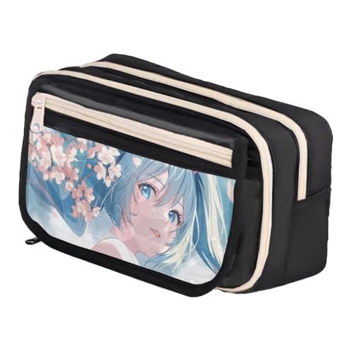 Xinchangda Anime Federmäppchen Miku Stiftebox Stifteetui Große Kapazität Anime Stifttasche Schreibwaren Etui für Studenten, Schwarz 4, 21* 8*13cm, Federmäppchen von Xinchangda